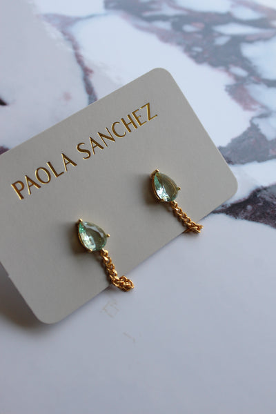 GREEN QUARTZ Chain studs