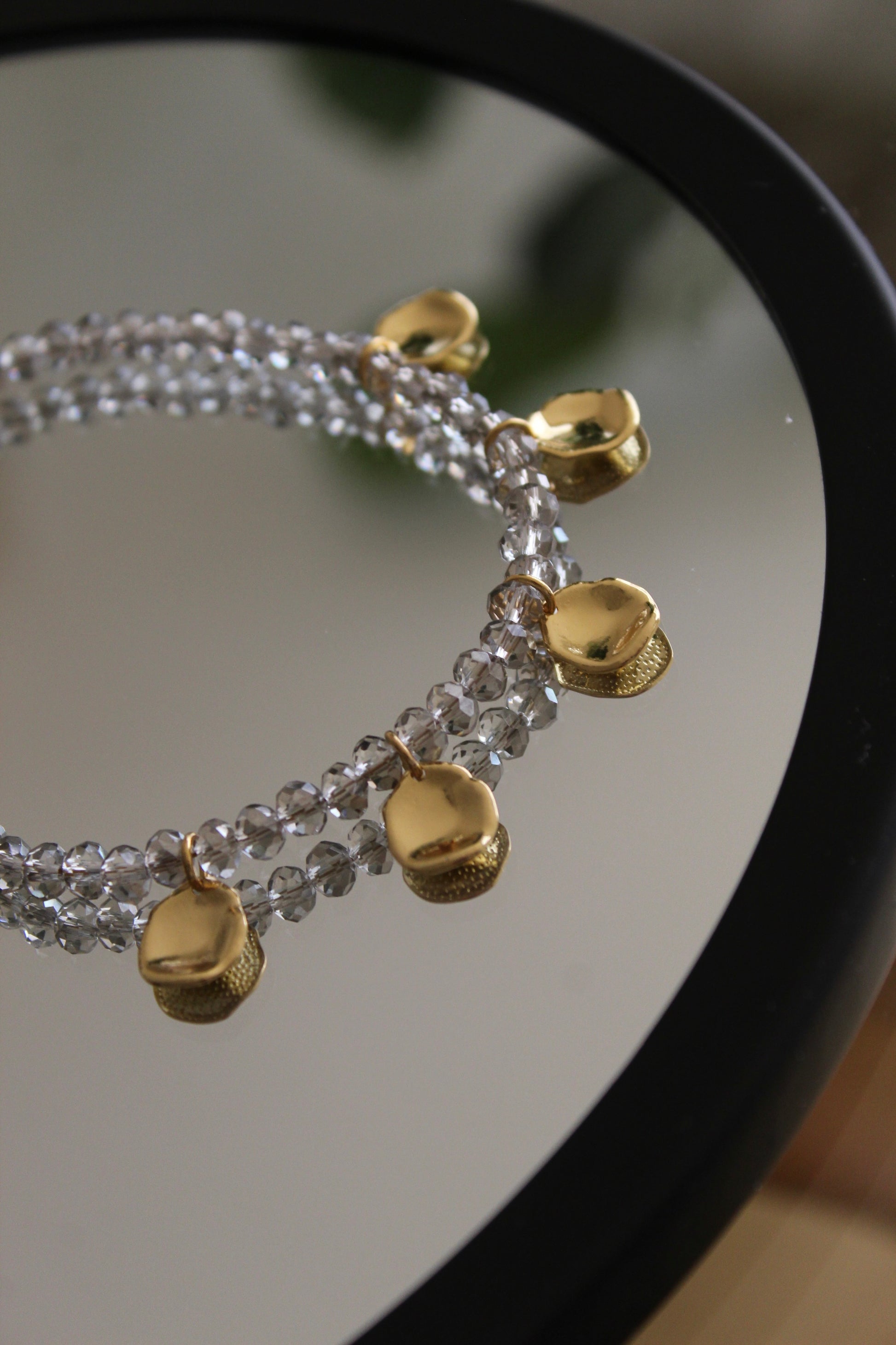 PETAL GRAY Gold Necklace