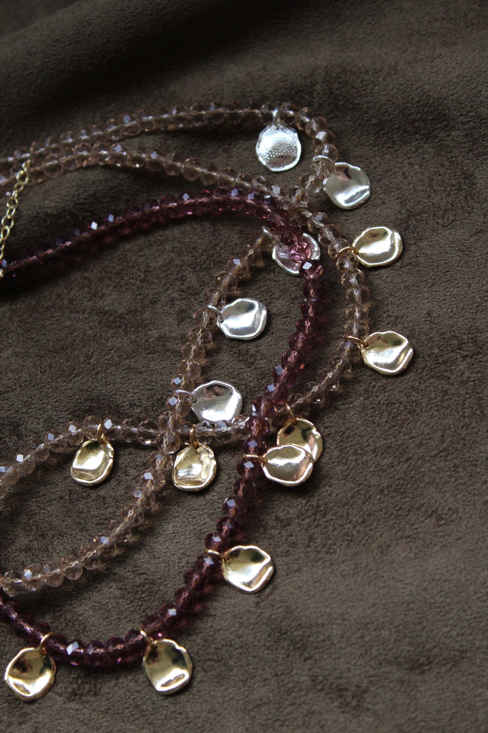 PETAL PLUM Silver Necklace