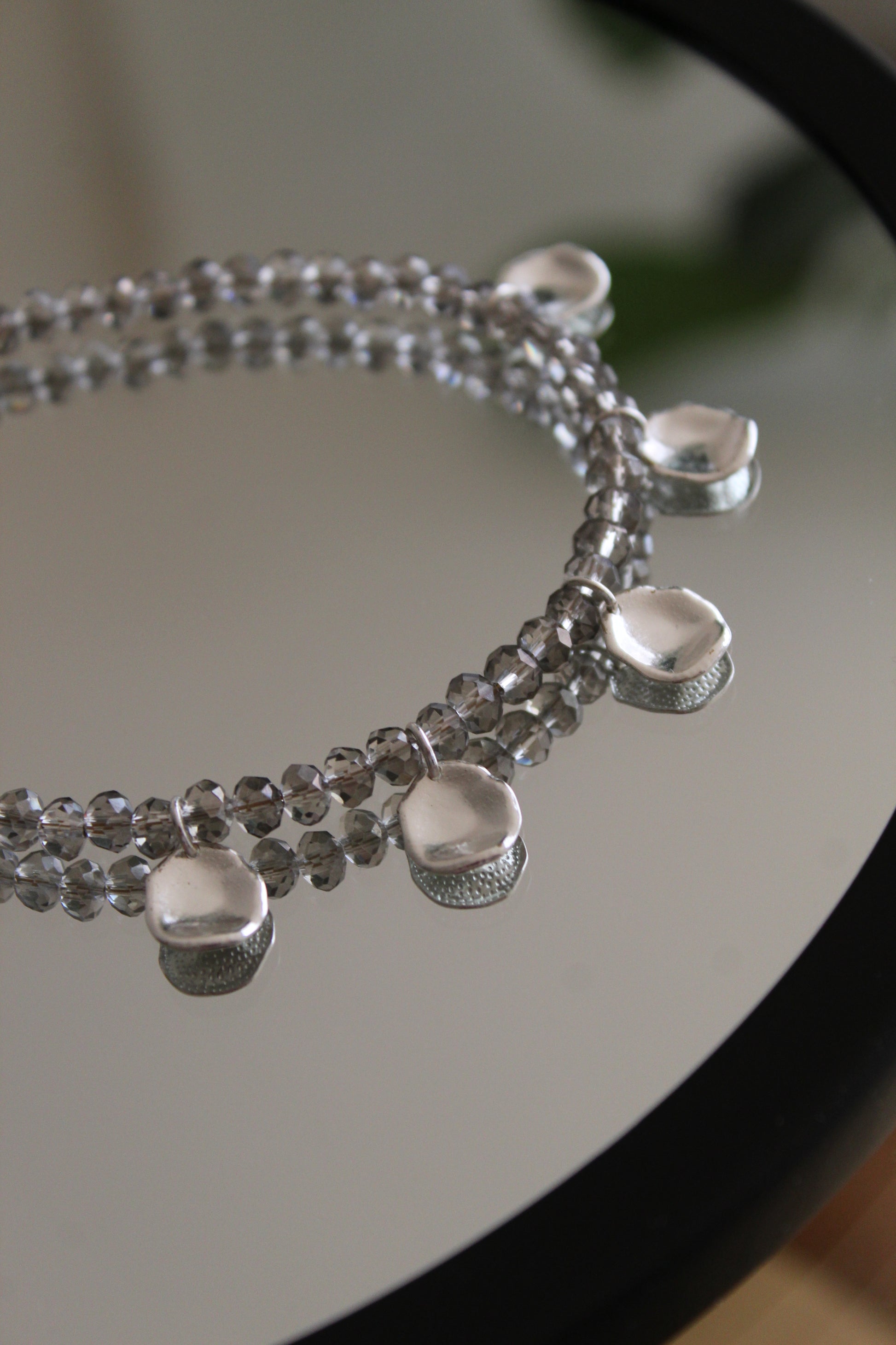 PETAL GRAY Silver Necklace