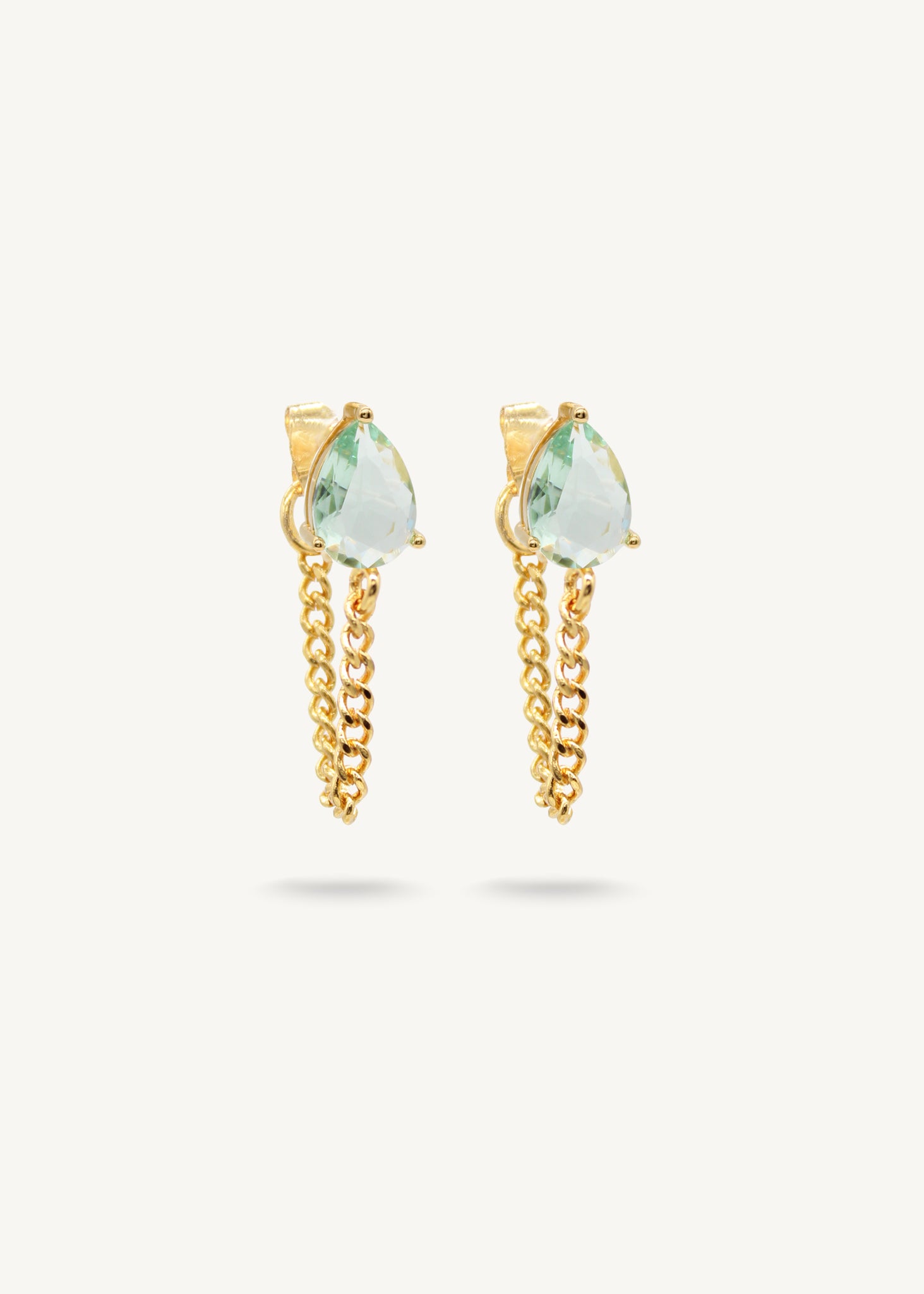 GREEN QUARTZ Chain studs
