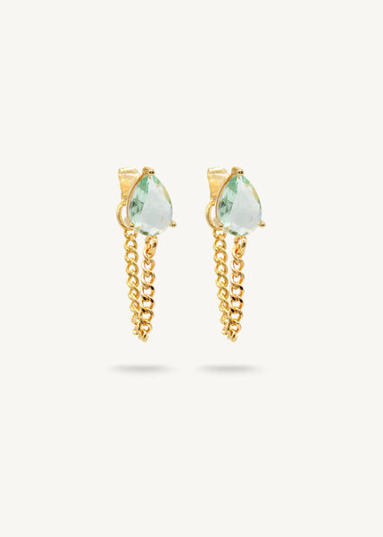 GREEN QUARTZ Chain studs