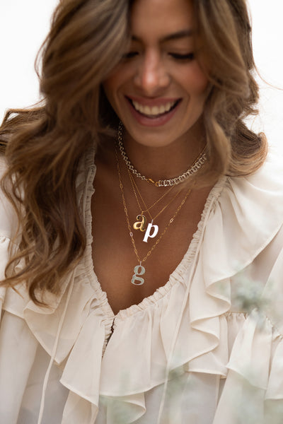 INITIAL GOLD - Paperclip chain 16"