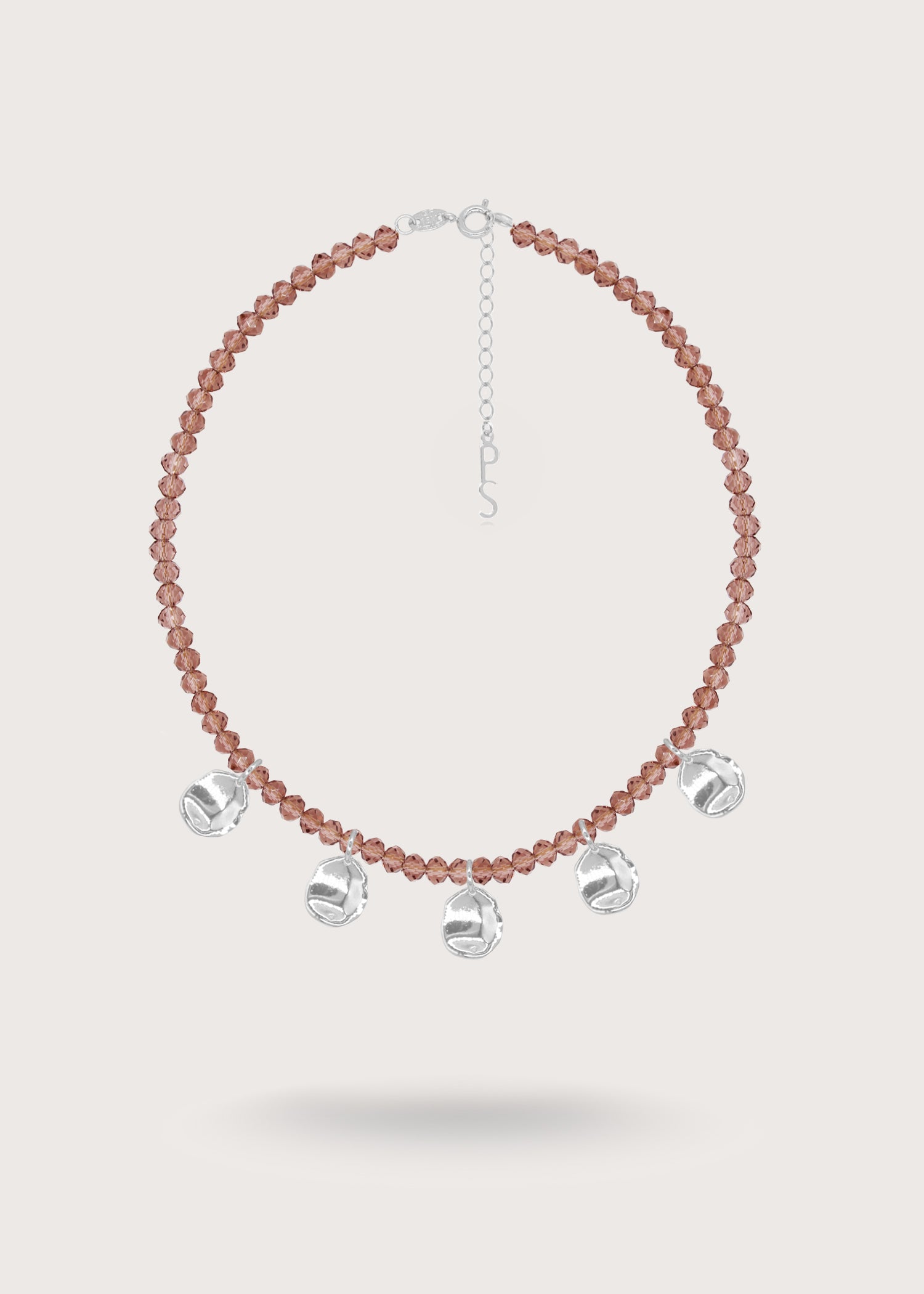 PETAL PLUM Silver Necklace