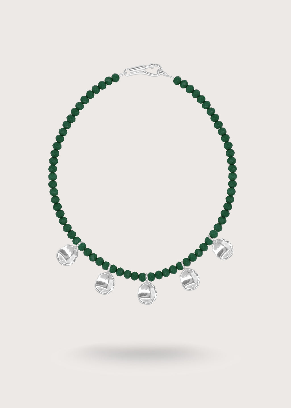 PETAL EMERALD Silver Necklace