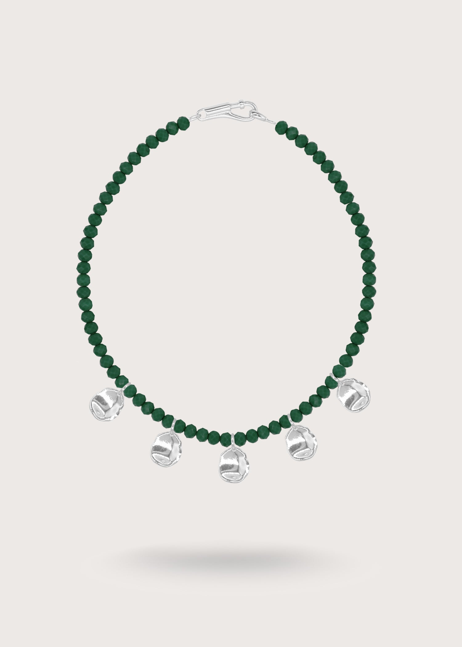 PETAL EMERALD Silver Necklace