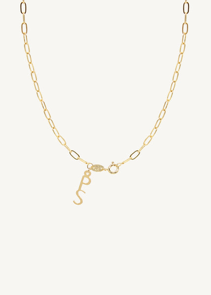 INITIAL GOLD - Paperclip chain 16"